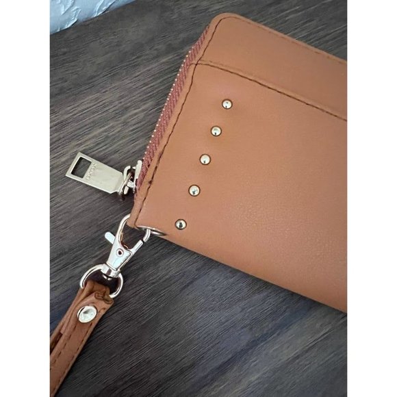XOXO Women's Orange-Brown Colored Studded Zip Around Wallet/Wristlet - Picture 5 of 6